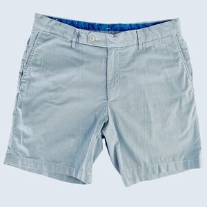 Peter Millar Bedford Cord Shorts Men Size 34R Navy White Cotton Striped Golf